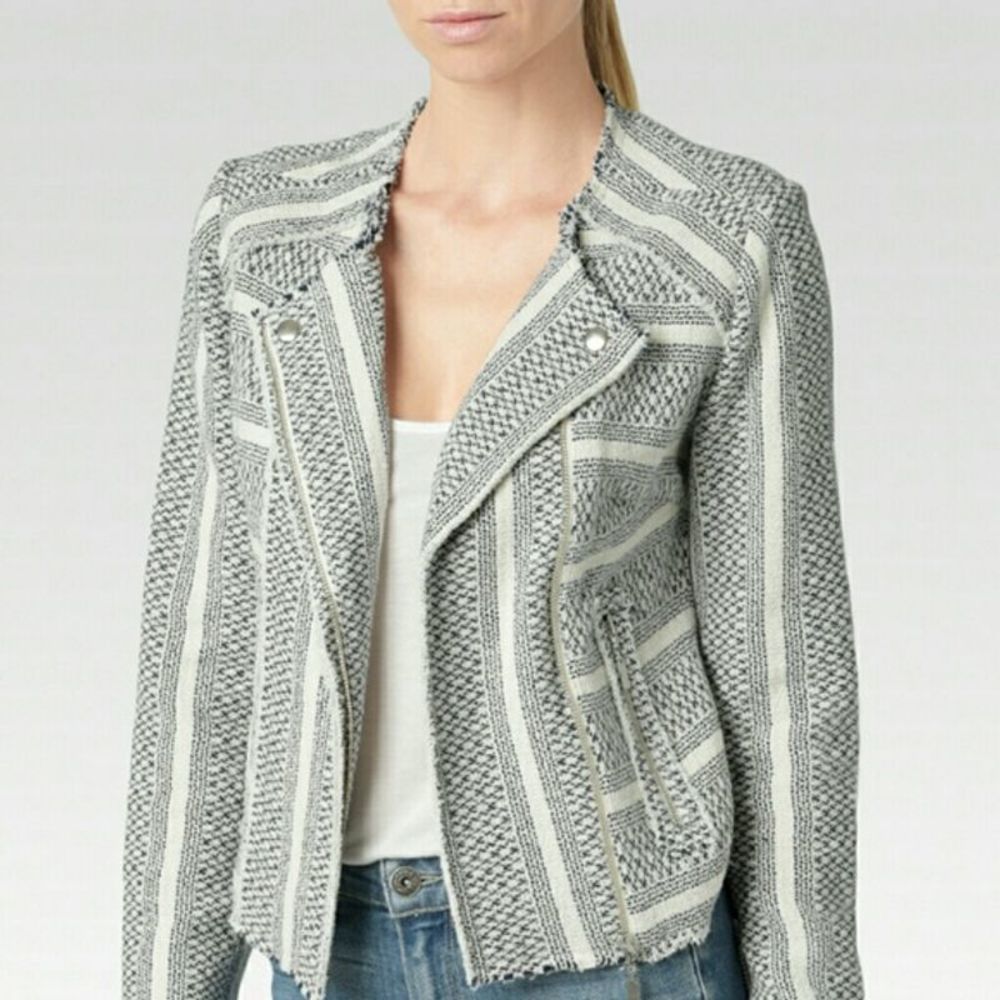 Paige Shayla Moto Style Tweed Jacket Size Medium